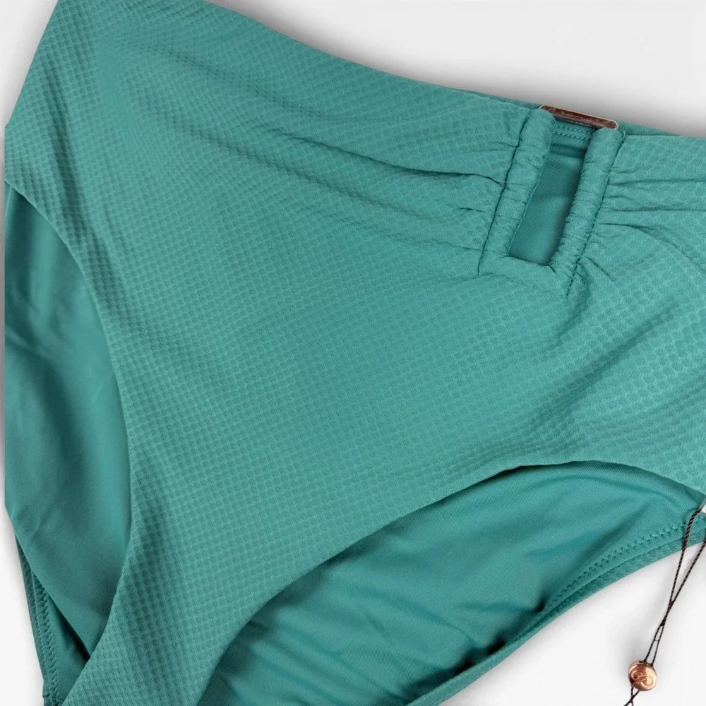 CALIA Womens Asymetrical Rectangle Trim Swim Bottom Beach Wear Green Size XL NWT
